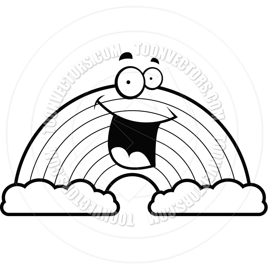 940x940 Rainbow Cloud Smiling (Black And White Line Art) By Cory Thoman