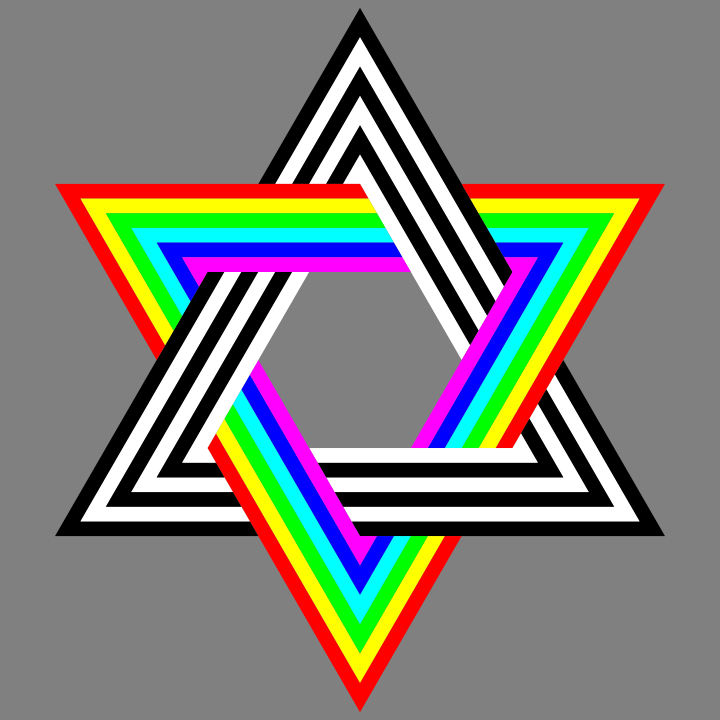 720x720 Six Stripe Hexagram Black White And Rainbow By 10binary