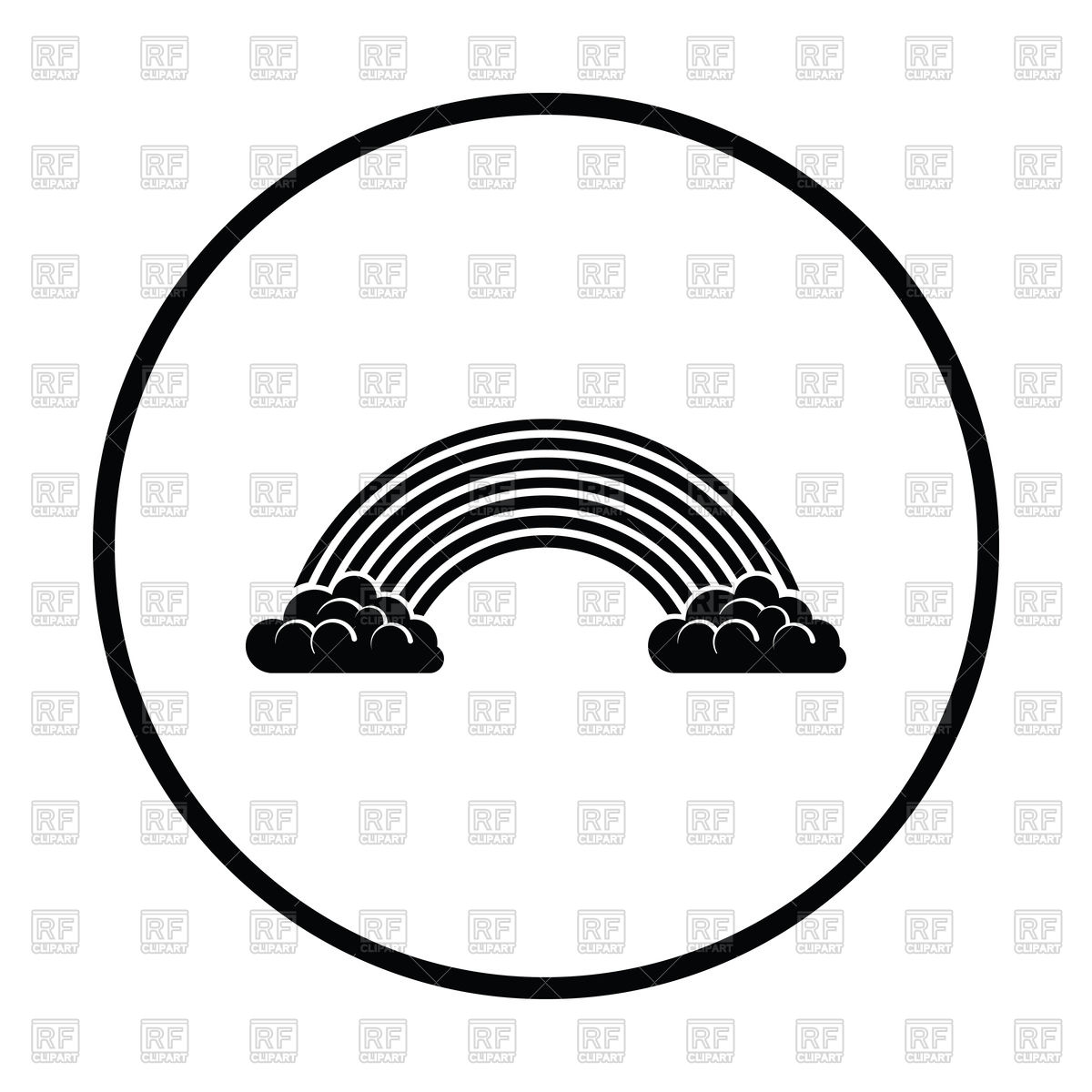 1200x1200 Black Rainbow And Clouds On White Background Royalty Free Vector