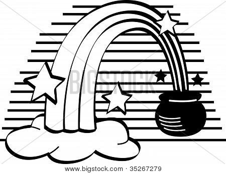 450x348 Rainbow With Pot Of Gold Clipart Black And White