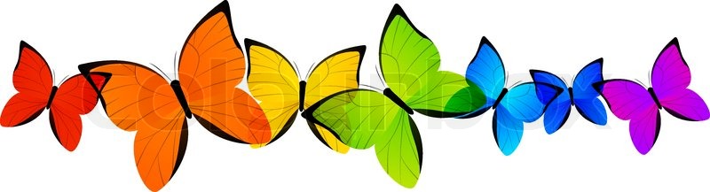 800x217 Rainbow Butterfly Clipart Butterfly Border Line