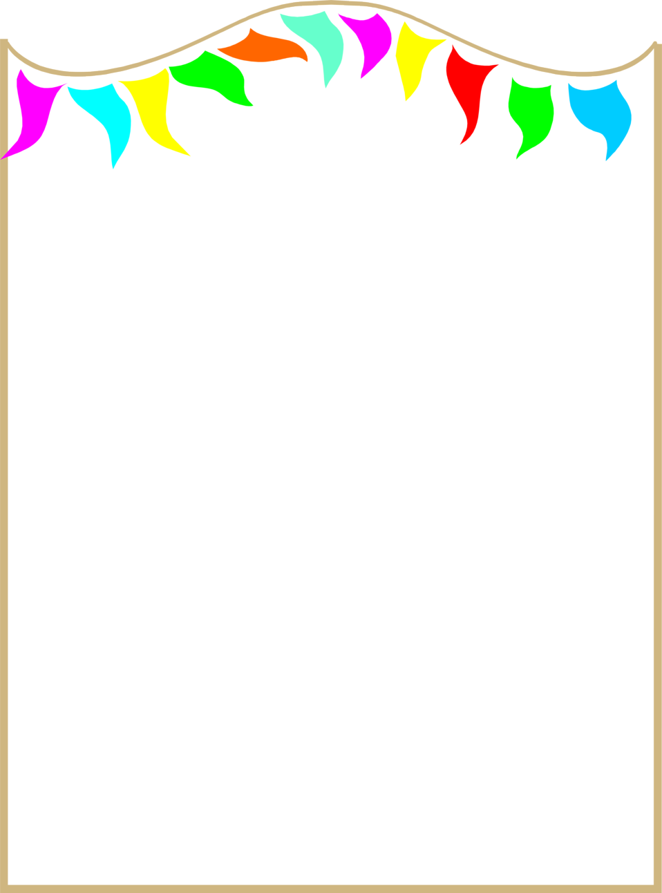 958x1292 Illustration Of A Blank Frame Border With Colorful Pennants Free