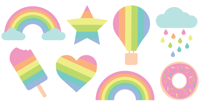 700x366 Pastel Rainbow Cut Files + Clip Art