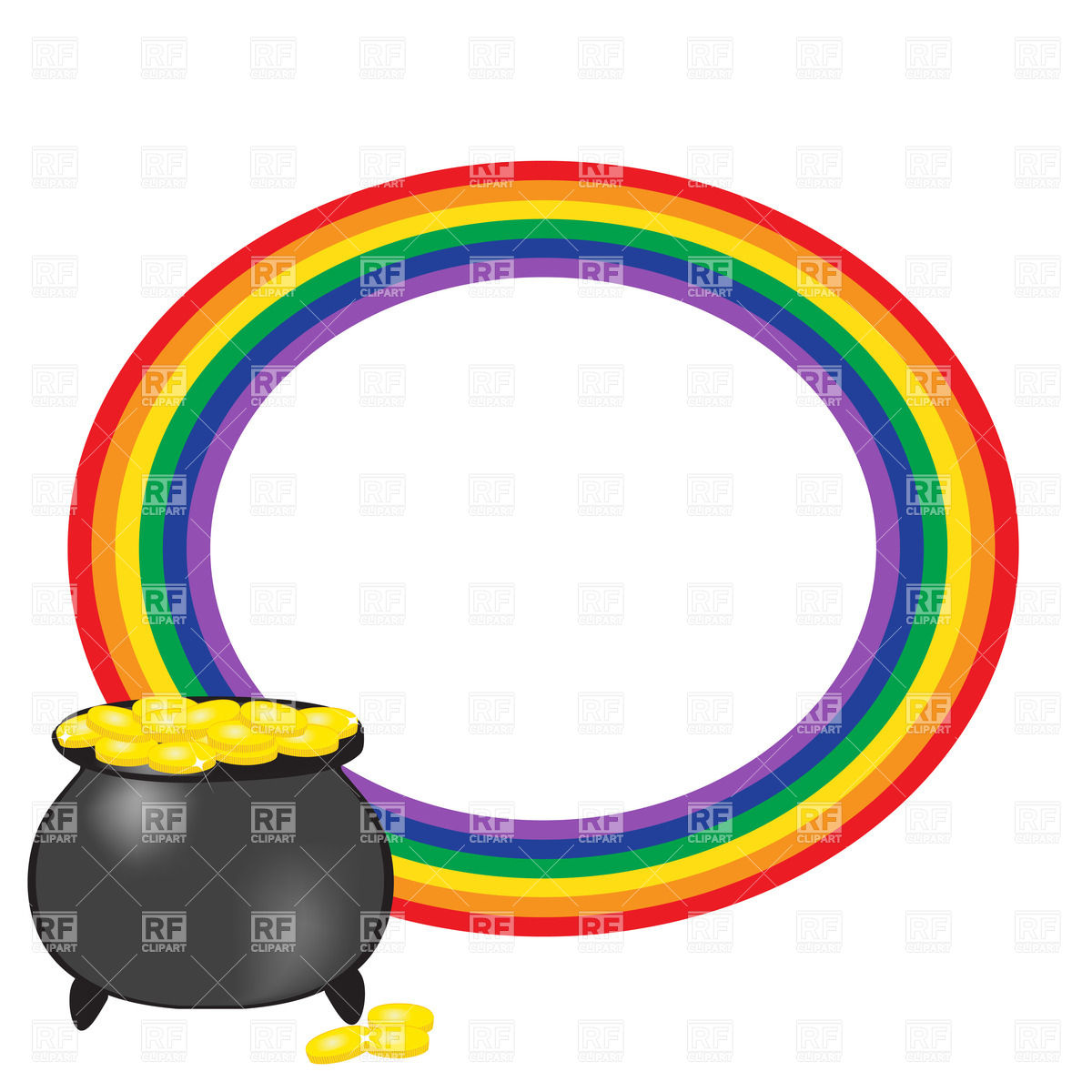 1200x1200 Cauldron Of Gold And Round Frame Made Of Rainbow Royalty Free