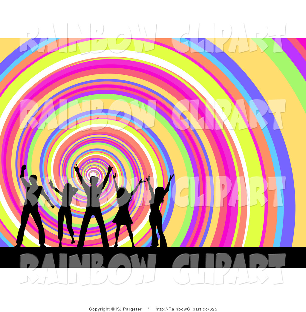 1024x1044 Clip Art Of A Spiraling Rainbow Design Background With Dancing Men
