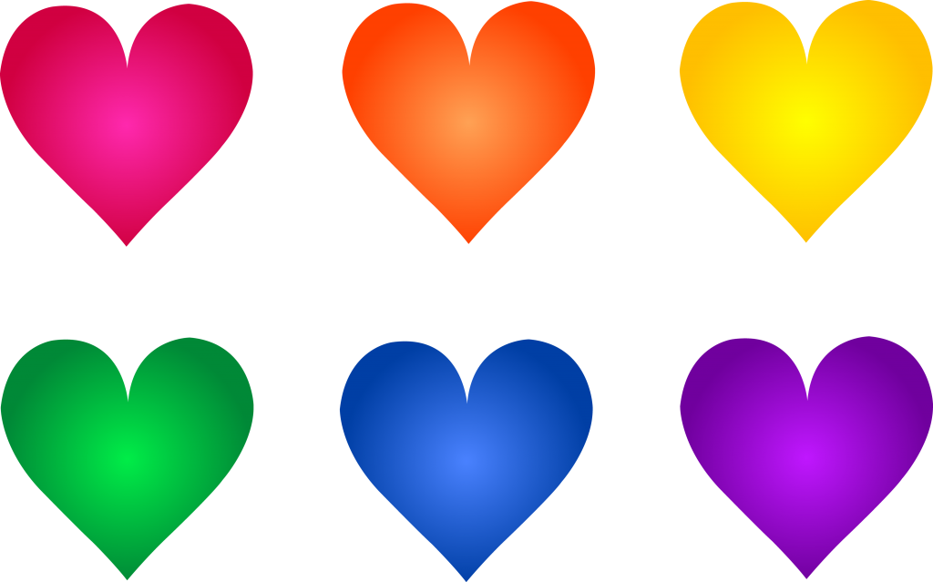 1024x639 Valentine ~ Valentines Symbols Hearts Set 1 Colorful Rainbow Heart
