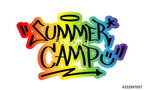 500x315 Summer Camp Graffiti Tag With Rainbow Outline Stock Image