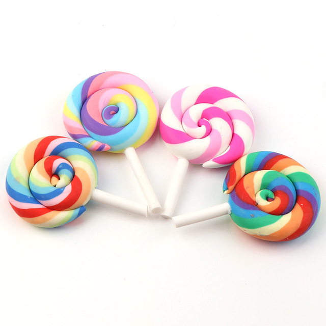 640x640 20pcslot 4colors Kawaii Pastel Rainbow Swirl Lollipop Model Fimo