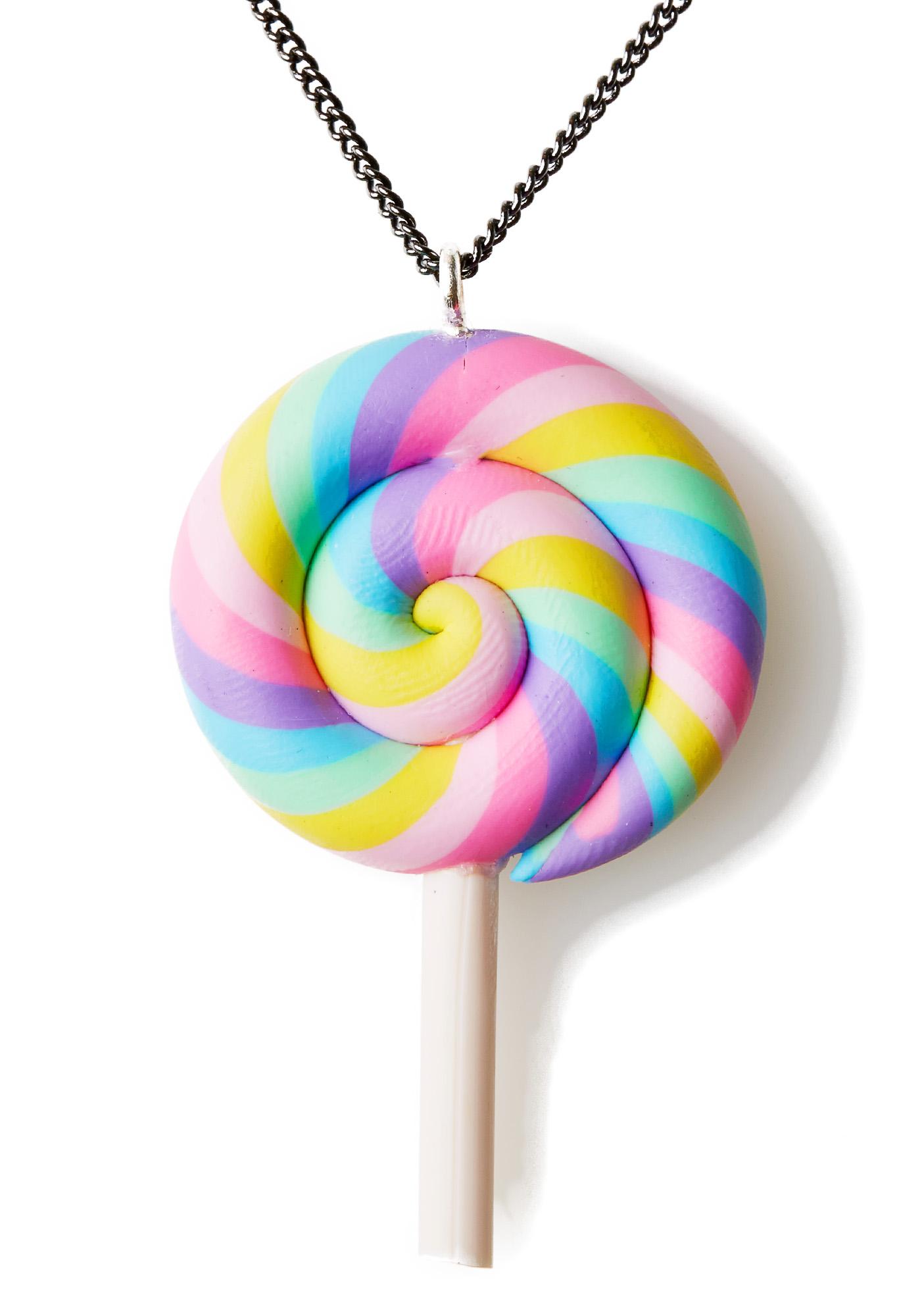 1405x2000 Unicorn Crafts Rainbow Swirl Lollipop Necklace Dolls Kill