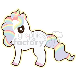 300x300 Royalty Free Cartoon Rainbow Unicorn Illustration Clip Art Image