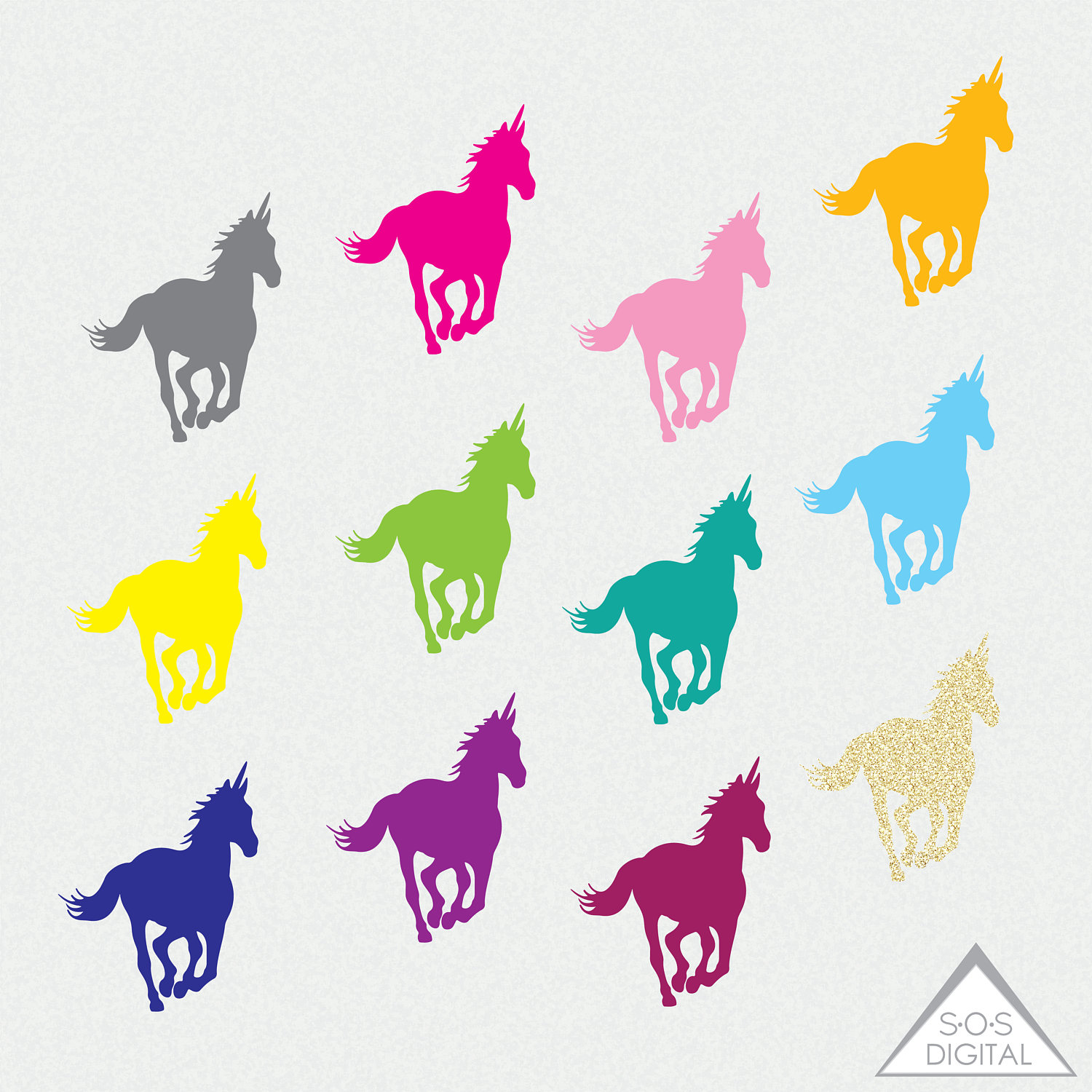 1500x1500 Unicorn Clipart, Rainbow Unicorn, Gold Glitter, Unicorns Clip Art