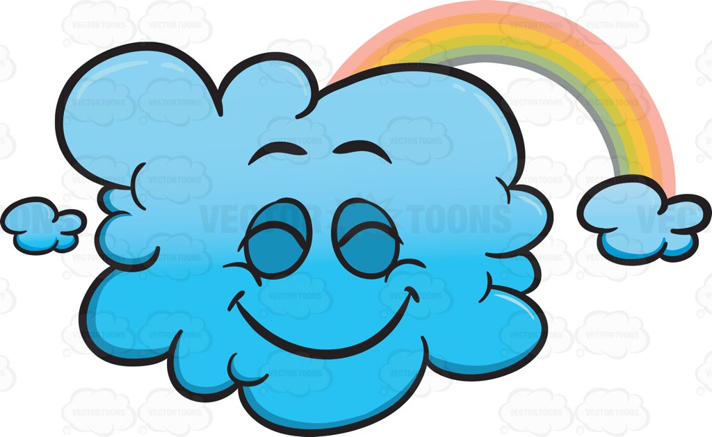 1024x629 Happy Cloud With A Rainbow Emoji Cartoon Clipart