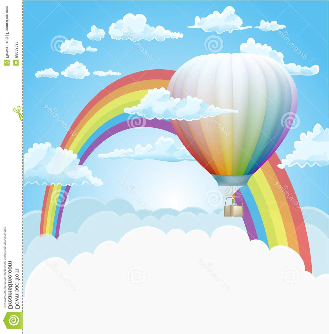 1283x1300 Best Free Hot Air Balloon Rainbow Clouds Vector Background Cdr