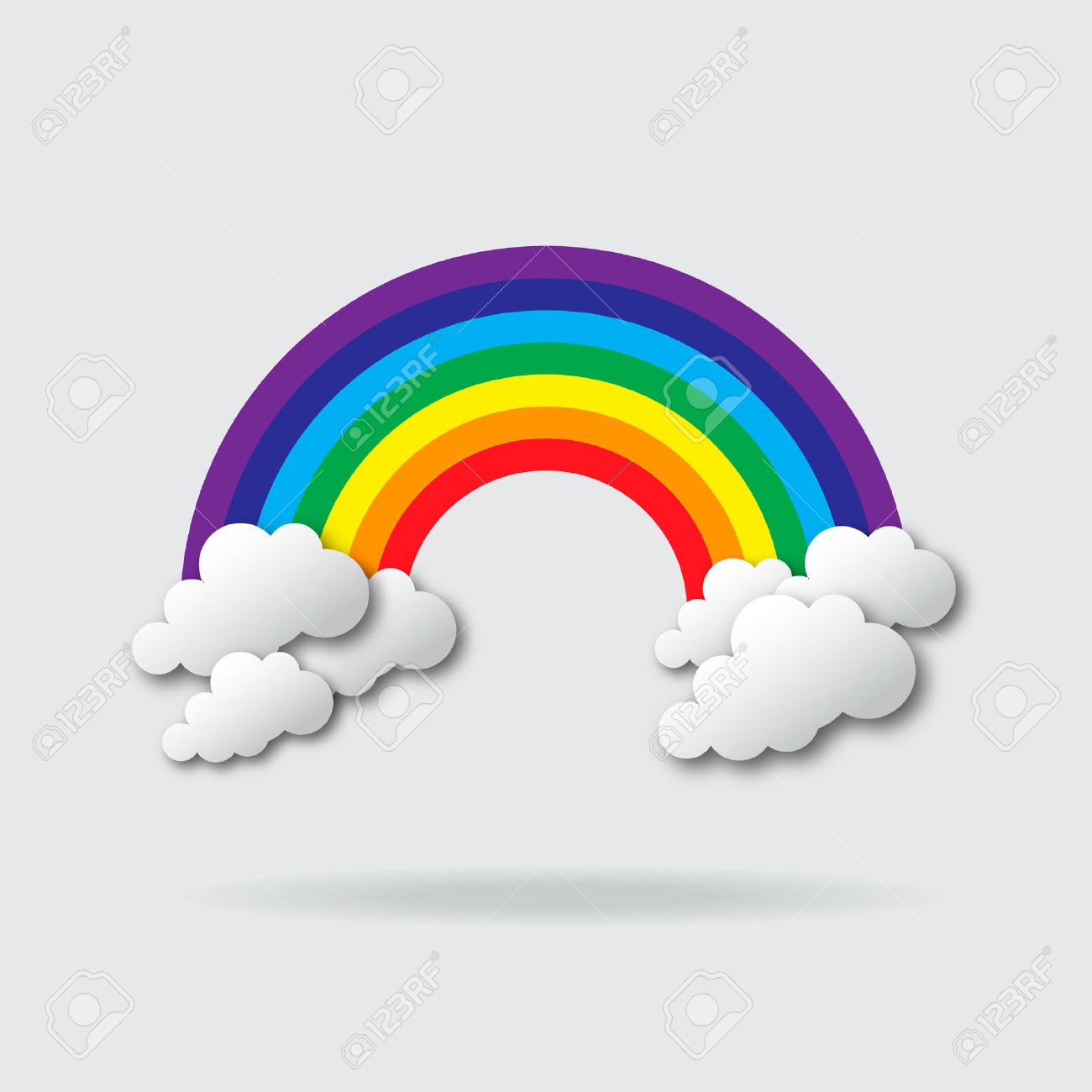 1300x1300 Stylized Paper Cutout Clouds And Rainbow. Vector Applique. Royalty