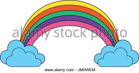450x239 Cute Clouds And Rainbow Drawing Vector Illustration Design Stock