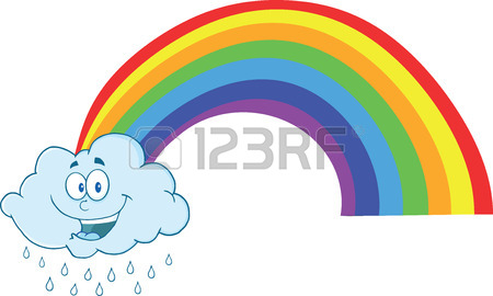 450x270 Happy Cloud Raining With Rainbow Royalty Free Cliparts, Vectors