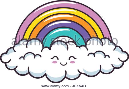 450x310 Kawaii Clouds And Rainbow Icon Stock Vector Art Amp Illustration