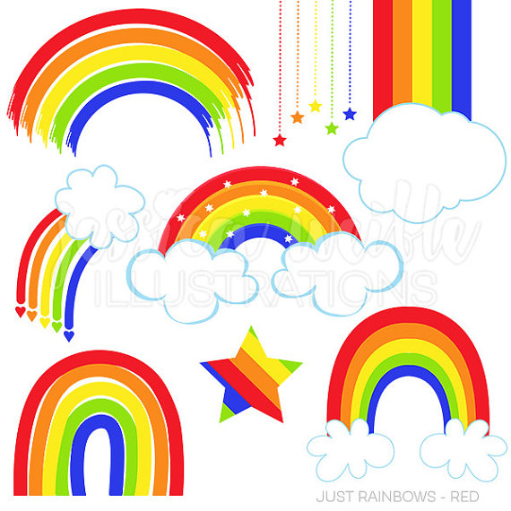 570x570 Just Rainbows Cute Digital Clipart, Rainbow Clip Art, Rainbow