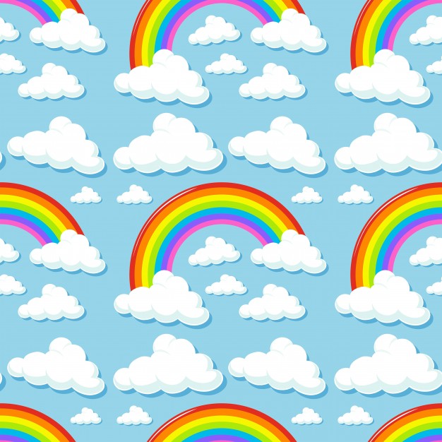 626x626 Seamless Background With Clouds And Rainbows Vector Free Download