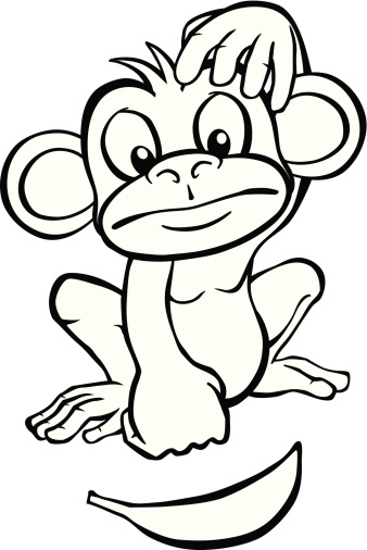 338x506 Black And White Monkey Clip Art