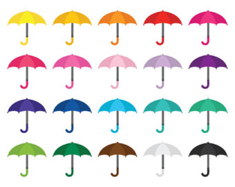 340x270 Rainbow Umbrellas Clipart Set
