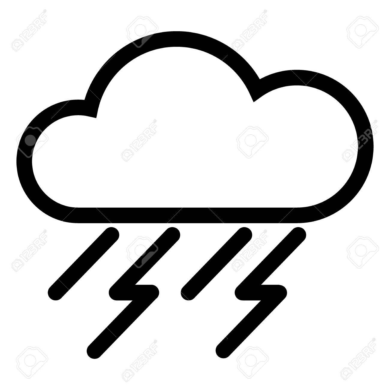 1300x1300 Black And White Weather Web Icon With Cloud, Rain Stock Photo