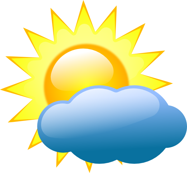 600x555 Sun Behind Cloud With Rain Clipart