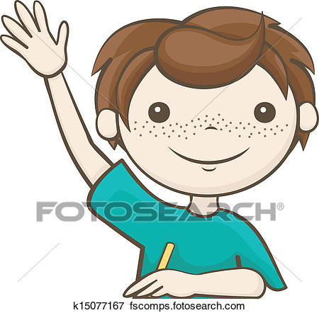 450x442 Clip Art Of Student Raised His Hand K15077167