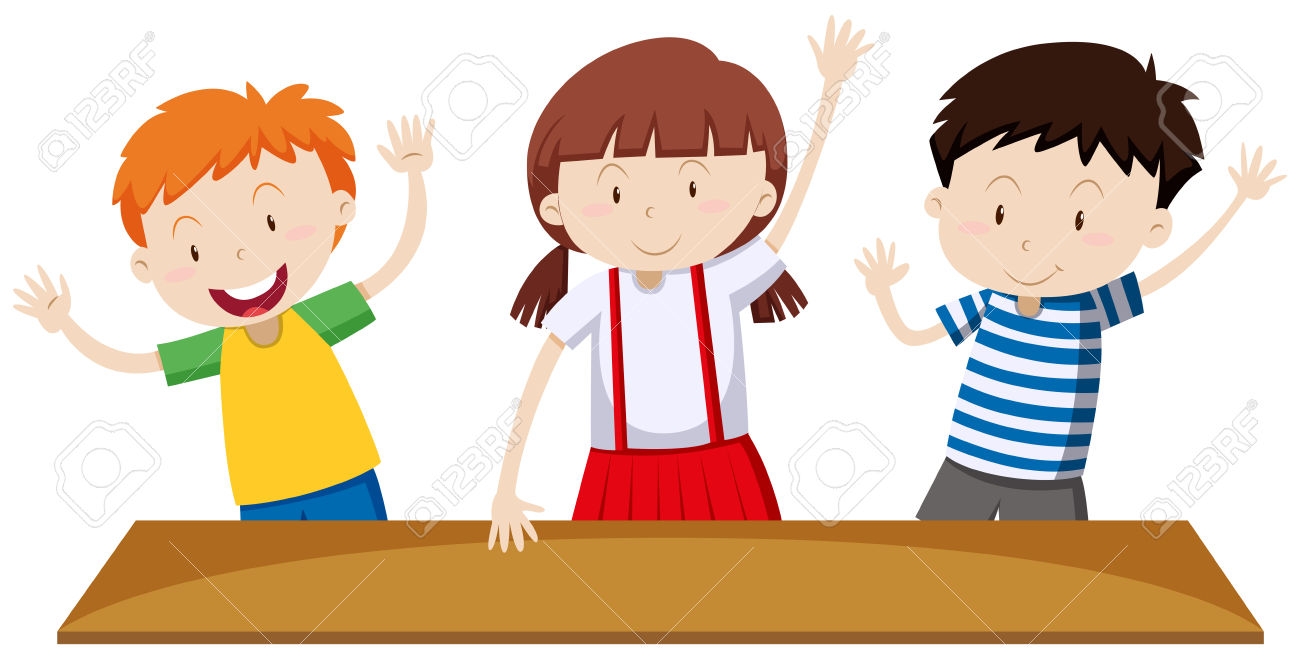 Kids Raising Hands Clip Art