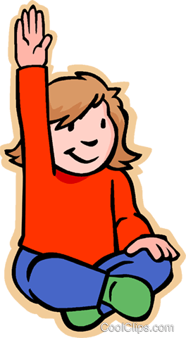 264x480 Girl With Raised Hand Asking Question Royalty Free Vector Clip Art