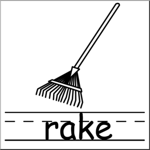 304x304 Clip Art Basic Words Rake Bampw Labeled I Abcteach