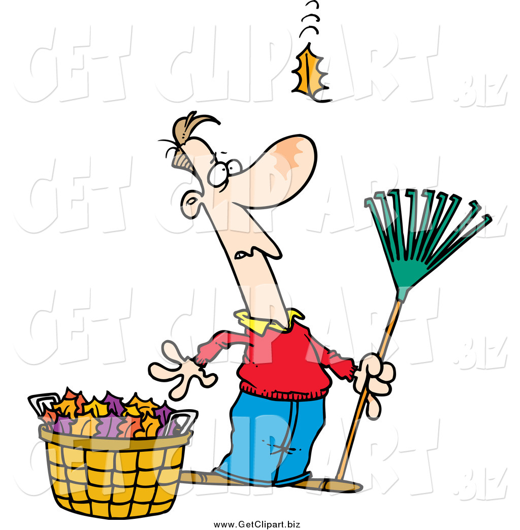 1024x1044 Clip Art Of A Cartoon White Man Raking Leaves, Watching Yet