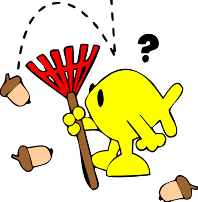 393x400 Image Christian Fish With Rake. Acorn Falling On Head