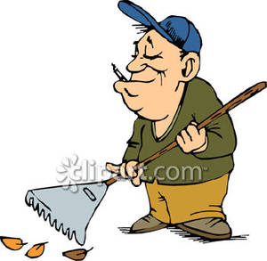 300x293 Raking Leaves With A Cigarette In His Mouth