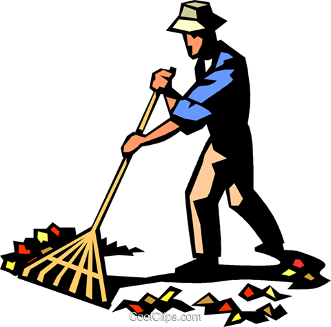 480x474 Raking Leaves Royalty Free Vector Clip Art Illustration Vc015036