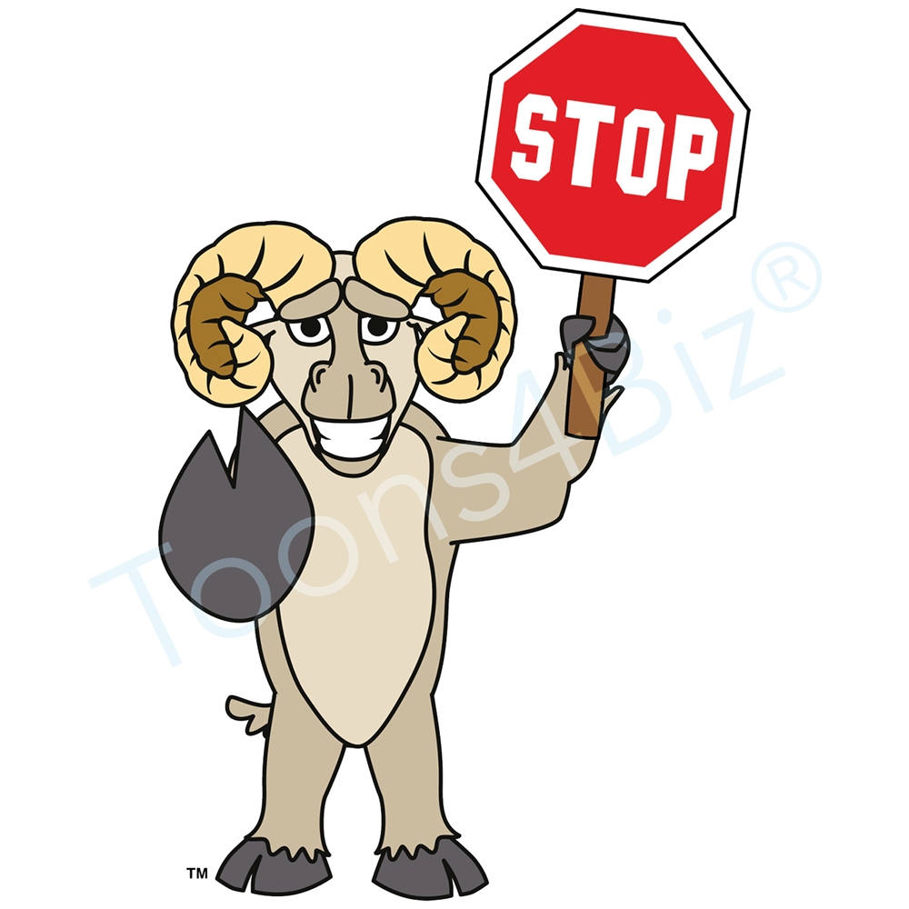1000x1000 Ram Mascot Clip Art Holding A Stop Sign Clip Art