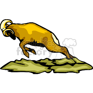 300x300 Royalty Free Charging Mountain Ram 129585 Vector Clip Art Image