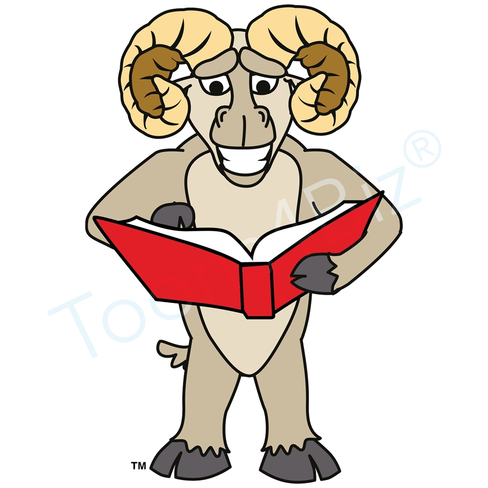 1000x1000 Ram Mascot Clip Art Reading Book Clip Art