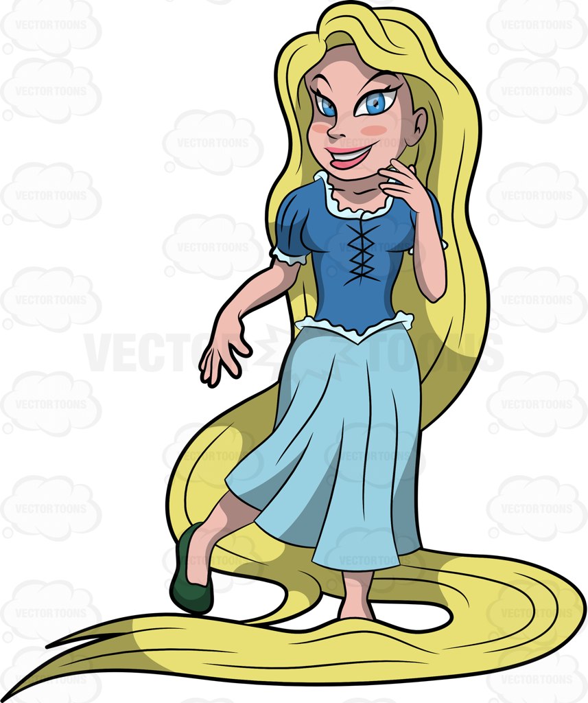 857x1024 Rapunzel With Her Long Golden Hair Cartoon Clipart