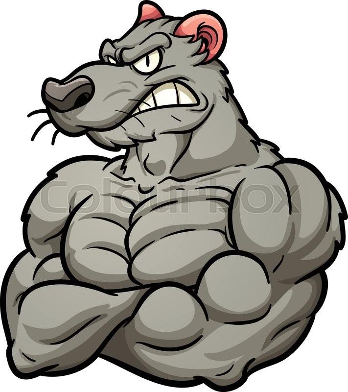 711x800 Strong Rat Mascot. Vector Clip Art Illustration With Simple