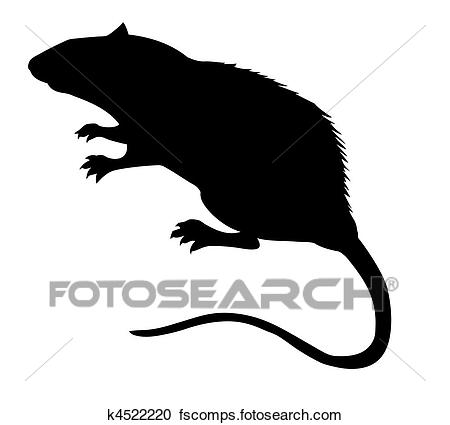 450x425 Clipart Of Vector Silhouette Of The Rat On White Background