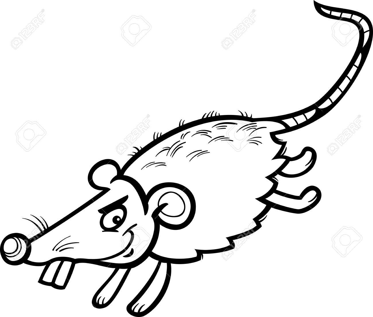 1300x1103 Black And White Cartoon Illustration Of Funny Running Mouse