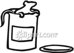 300x213 Black Amp White Clipart Of A Rat Crawling Out Of A Can Of Food