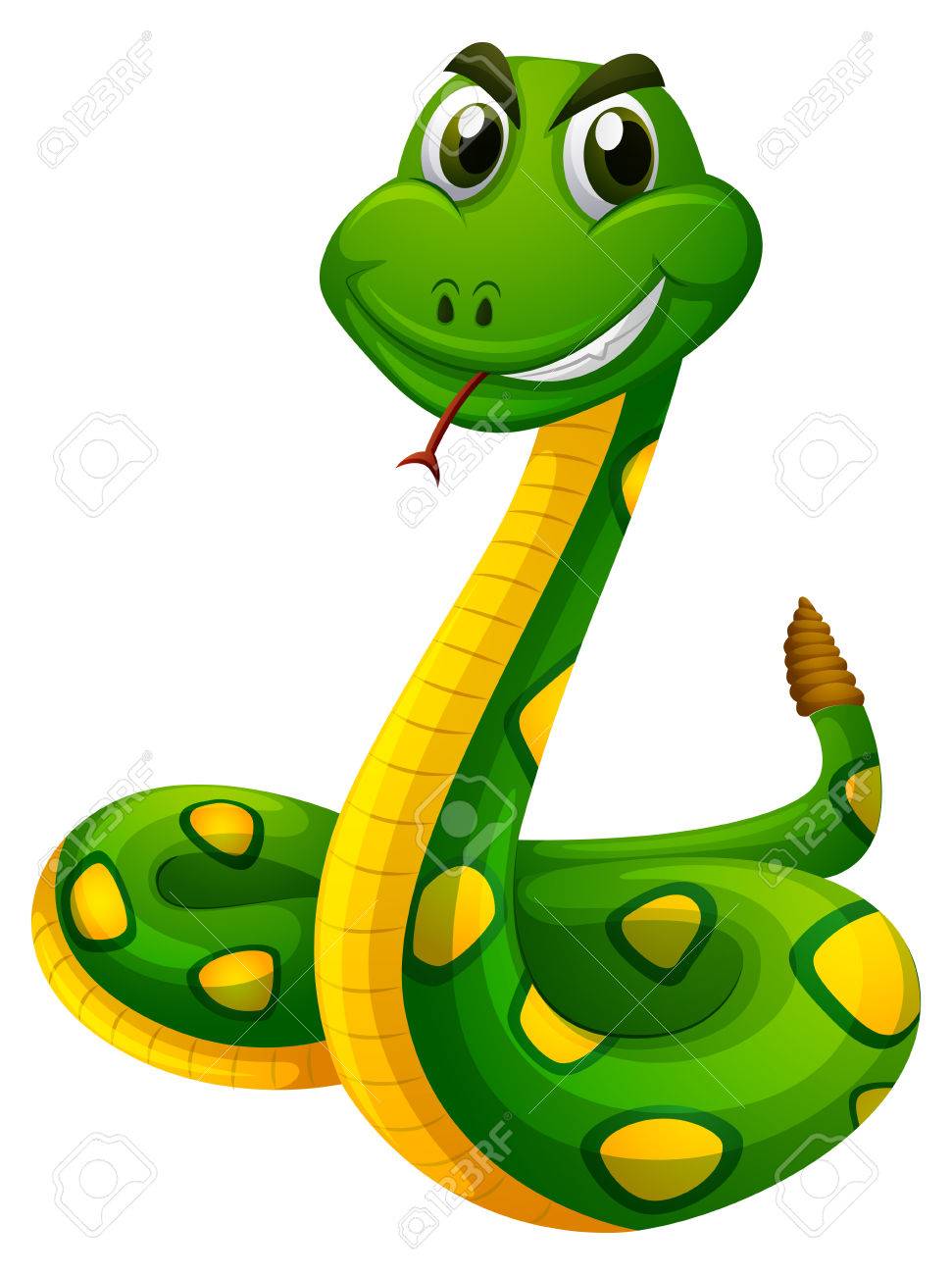 971x1300 Rattle Snake On White Background Illustration Royalty Free