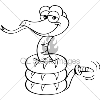 325x325 Cartoon Rattle Snake. Gl Stock Images