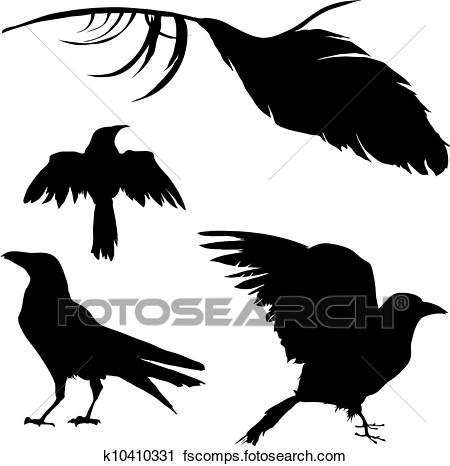 450x466 Clipart Of Crow, Raven, And Feather Vector K10410331