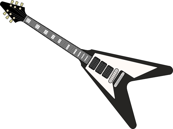 600x447 Black Flying V Guitar Clip Art