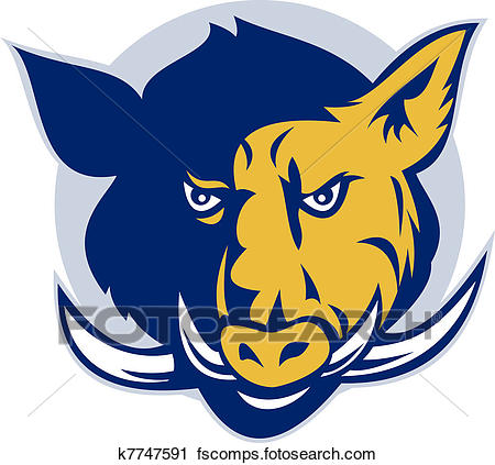 450x423 Clipart Of Angry Razorback Wild Pig Hog Boar Head K7747591