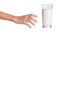 212x300 Girl Hands Reaching For A Glass Of Milk Over White Background
