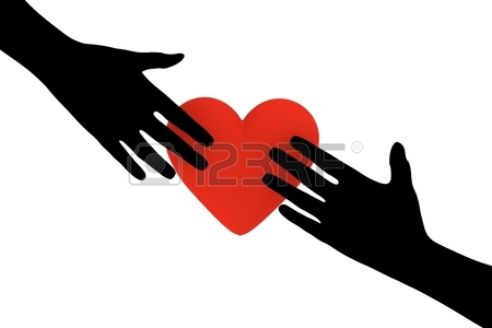 450x300 Illustration Of Two Hands Reaching Out Towards A Heart Stock Photo